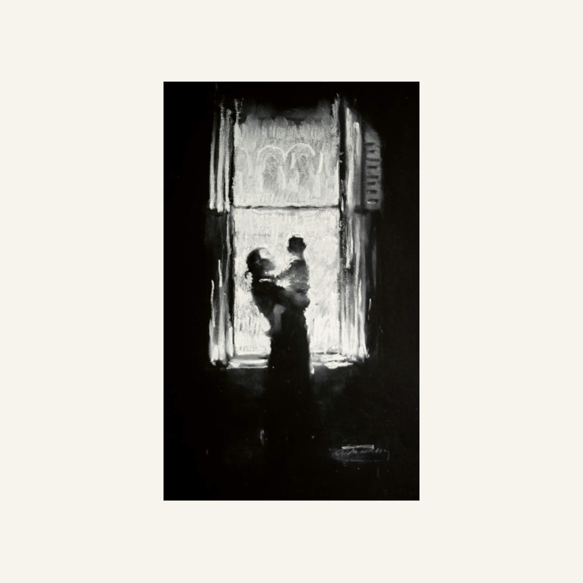 Mother and son in window