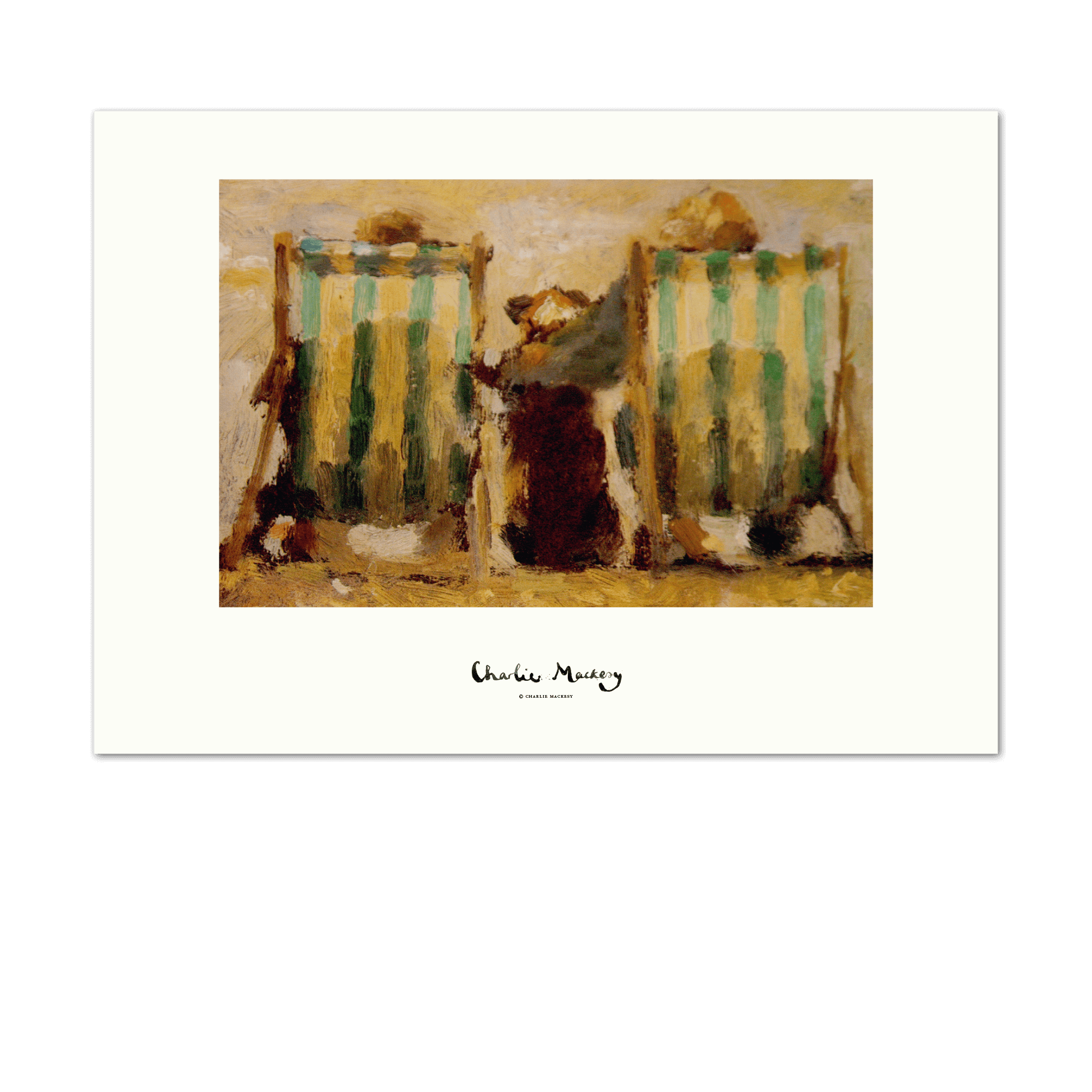 Deckchairs and dog