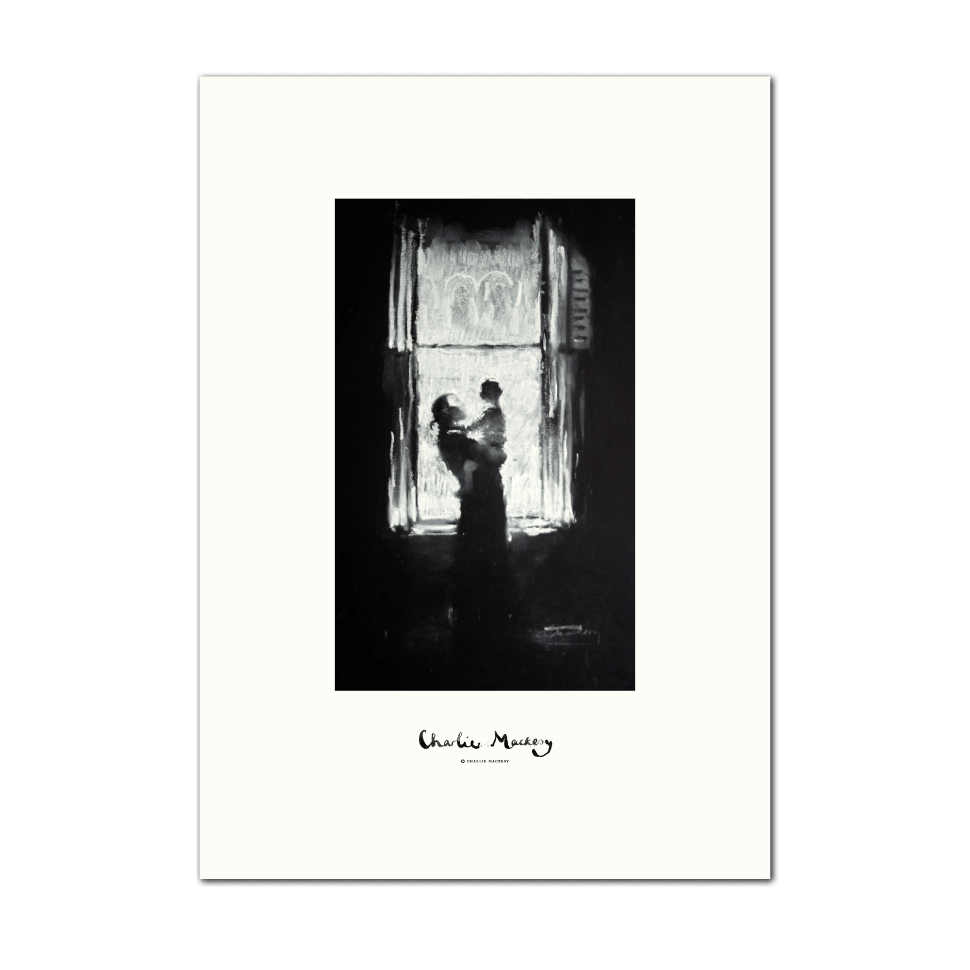 Mother and son in window