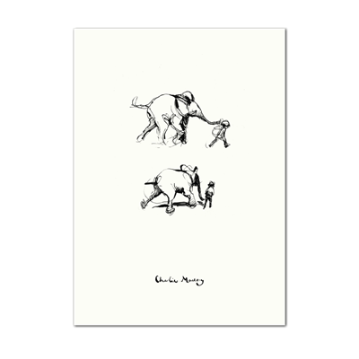 Picture of The boy running with the elephant | Print