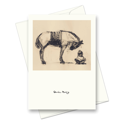 Picture of Horse with girl reading | Card
